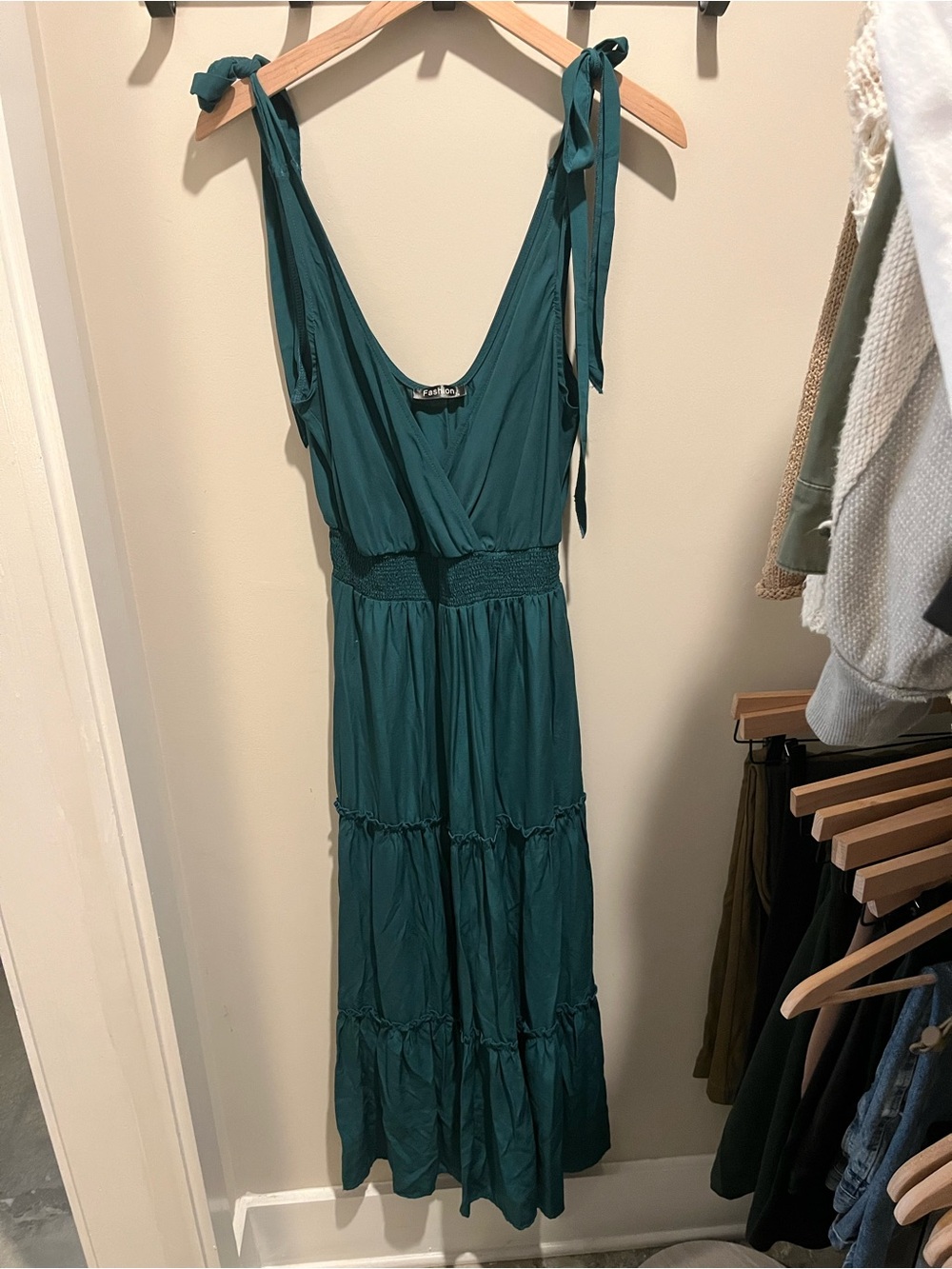 Teal Tie-Shoulder Maxi Dress - Women